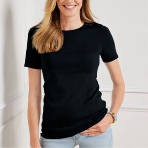 Talbots Black 100% Pima Cotton Short Sleeve T Shirt
